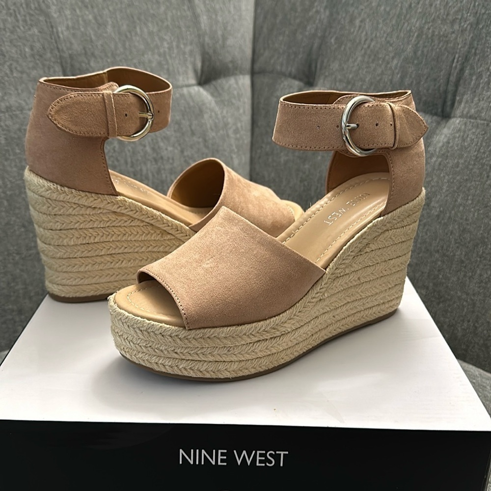 Nine West Tan Wedge Sandals